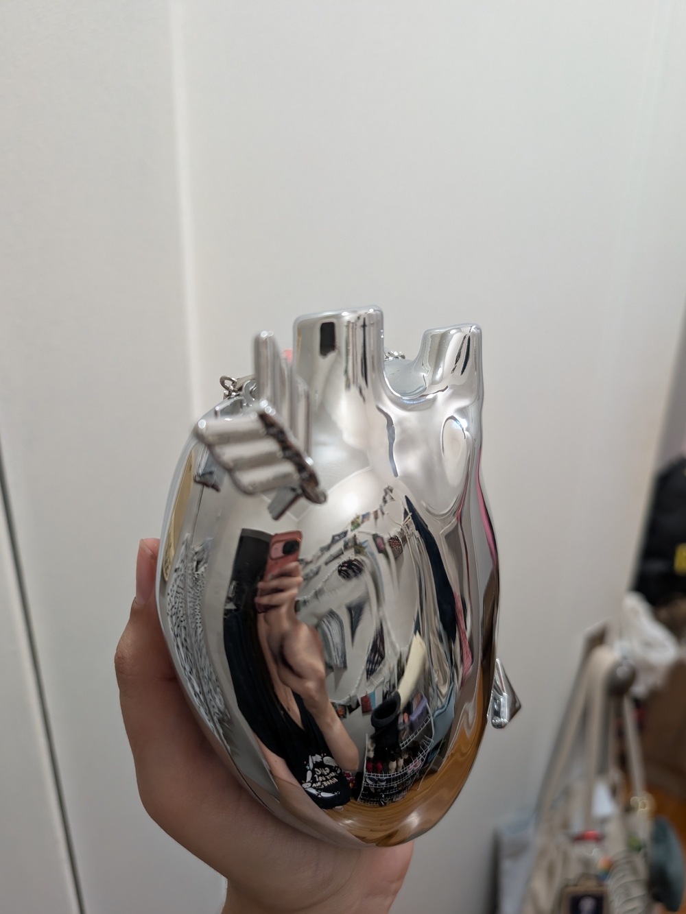 Zara Heart Clutch in Silver